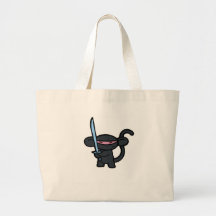 Black Ninja with Sword- No Words Canvas Bags