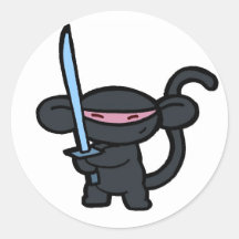 Black Ninja with Sword- No Words Stickers
