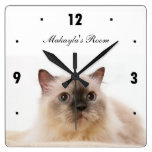 Black nose Cat Square Wall Clock