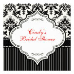 Black & Offiwhite Damask Bridal Shower Invitation