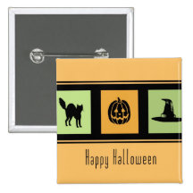 Black Orange Green Happy Halloween Pin