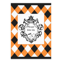 Black & Orange Ornament Invitation