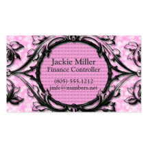 Black Ornamental On Pink Dots Business Card