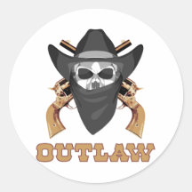 Black Outlaw Round Stickers