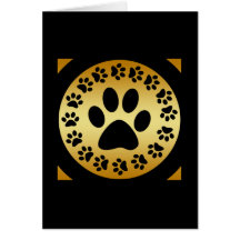 BLACK PAW PRINTS ON GOLD CARDS
