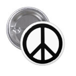 Black Peace Symbol Button