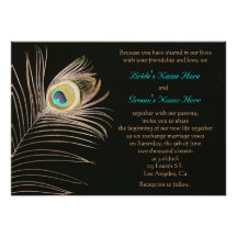 Black Peackock Wedding Invitation