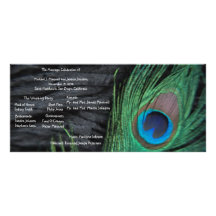 Black Peacock Velvet Background Wedding Program Customised Rack Card