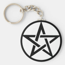 black pentacle pentagram ring keychains