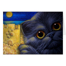BLACK PERSIAN CAT - SAND CASTLE CUSTOMIZE Card