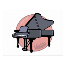 black piano postcard
