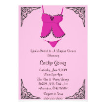 Black & Pink Lingerie Bridal  Shower Invitation