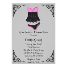 Black & Pink Lingerie Bridal  Shower Invitation