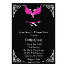 Black & Pink Lingerie Bridal  Shower Invitation