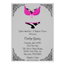 Black & Pink Lingerie Bridal Shower Invitation
