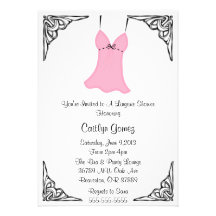 Black & Pink Lingerie Bridal  Shower Invitation