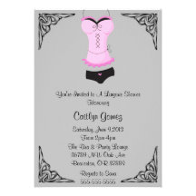 Black & Pink Lingerie Bridal  Shower Invitation