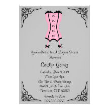 Black & Pink Lingerie Bridal  Shower Invitation