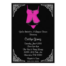 Black & Pink Lingerie Bridal  Shower Invitation