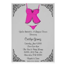 Black & Pink Lingerie Bridal Shower Invitation