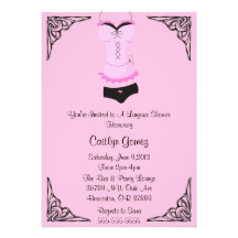 Black & Pink Lingerie Bridal  Shower Invitation