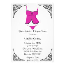 Black & Pink Lingerie Bridal  Shower Invitation