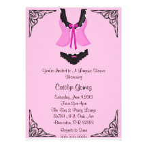 Black & Pink Lingerie Bridal  Shower Invitation