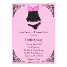 Black & Pink Lingerie Bridal  Shower Invitation