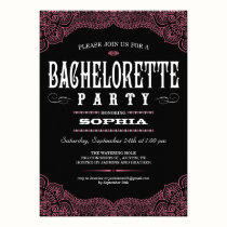 Black & Pink Paisley Bachelorette Party Invitation invitations