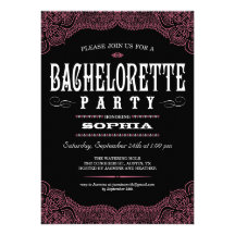 Black & Pink Paisley Bachelorette Party Invitation