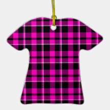 Black & Pink Plaid Christmas Tree Ornament