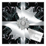 Black Pink Teal Swirls Engagement Party Invitation