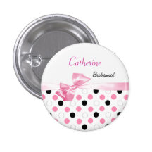 Black, pink, white polka dots Wedding Bridesmaid