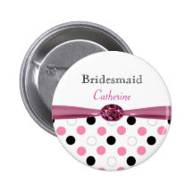 Black, pink, white polka dots Wedding Bridesmaid