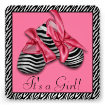 Black Pink Zebra Baby Shower Invitations