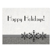 Black Pinstripe Holiday Snowflake Invitation