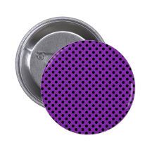 Black polka dots on purple background button