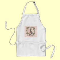 Black Poodle Marie Antoinette Pink Roses aprons