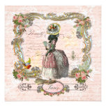 Black Poodle Marie Antoinette Pink Roses Invite