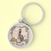 Black Poodle Marie Antoinette Pink Roses keychains