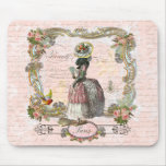 Black Poodle Marie Antoinette Pink Roses Mouse Pads