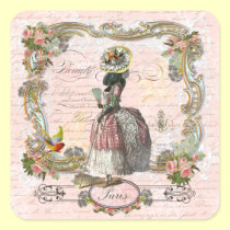 Black Poodle Marie Antoinette Pink Roses stickers
