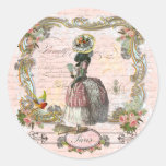 Black Poodle Marie Antoinette Pink Roses Stickers