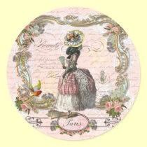 Black Poodle Marie Antoinette Pink Roses stickers