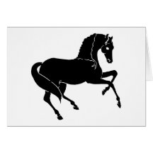 Black Prancing Horse Greeting Cards