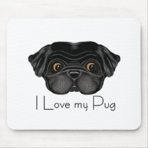 Black Pug Mouse Mats