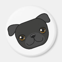 Black Pug Refrigerator Magnets