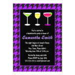 Black & Purple Houndstooth Bachelorette Party Personalized Invitations