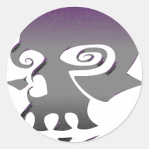 black.purple.skull round sticker