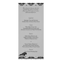 Black Raven Gothic Frame Wedding Menu Rack Card Design